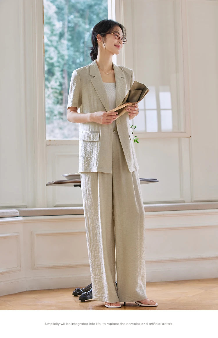 Short-Sleeve Wide-Leg Trouser Set