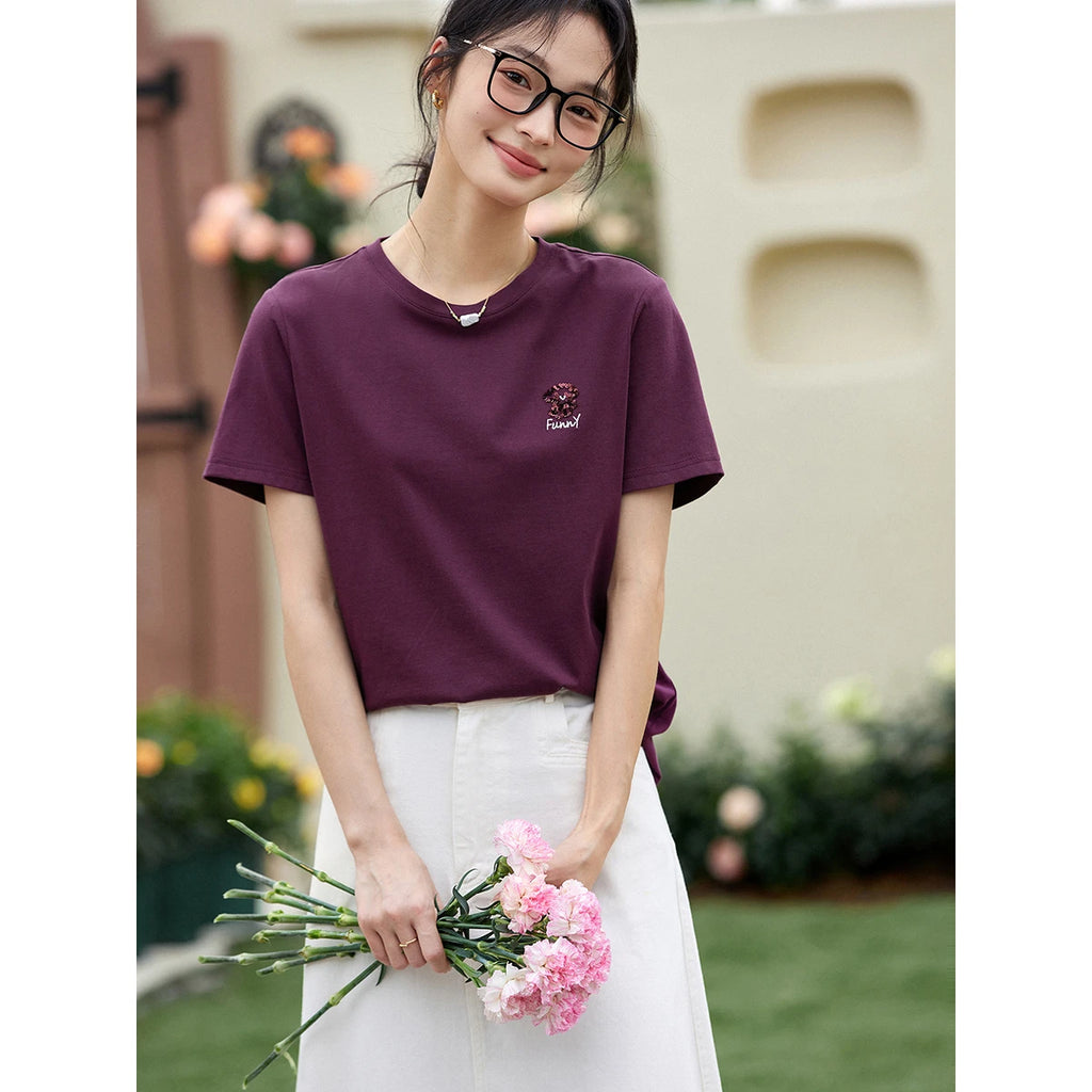 Sequin-Embroidered Crew-Neck Tee