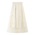 Butterfly-Embroidered Mesh Midi Skirt
