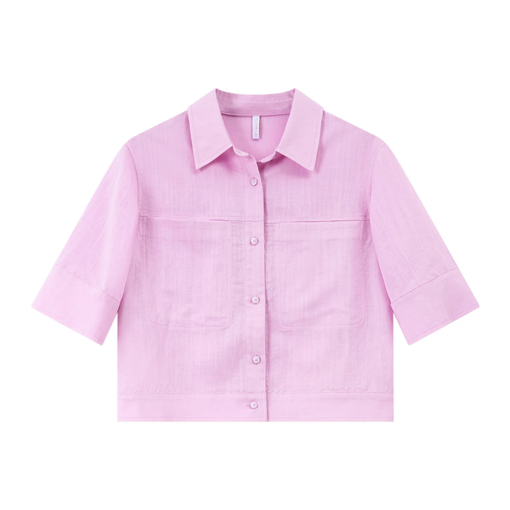 Cropped Short-Sleeve Shirt Jacket