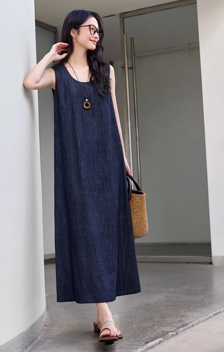 Sleeveless Denim Shift Dress