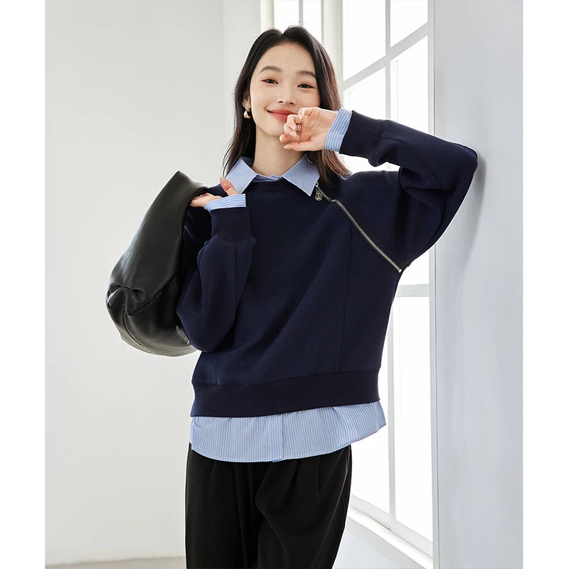 Layered Quarter-Zip Sweatshirt