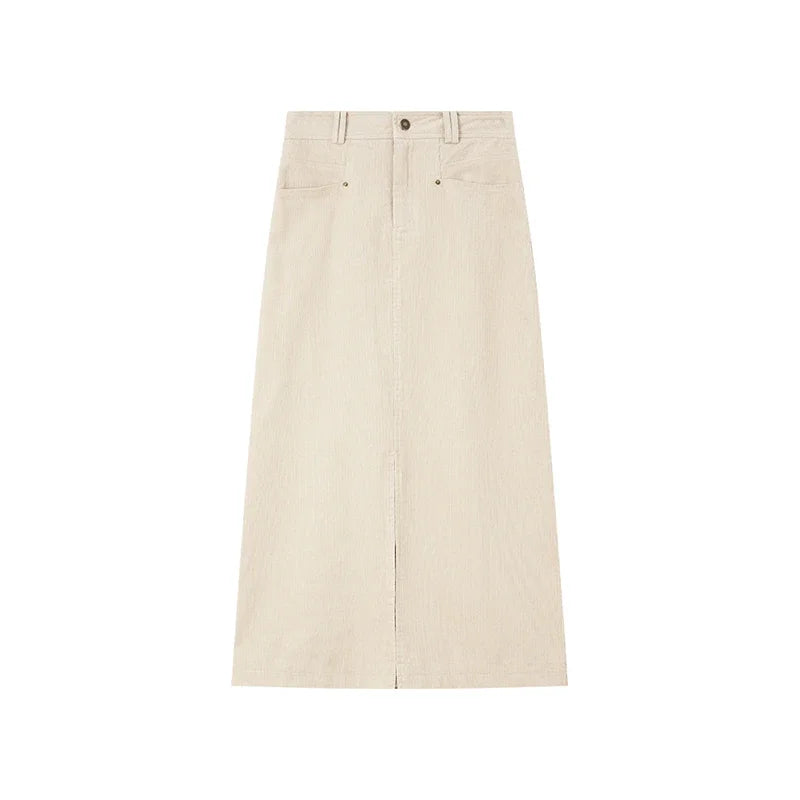 Straight Corduroy Midi Skirt