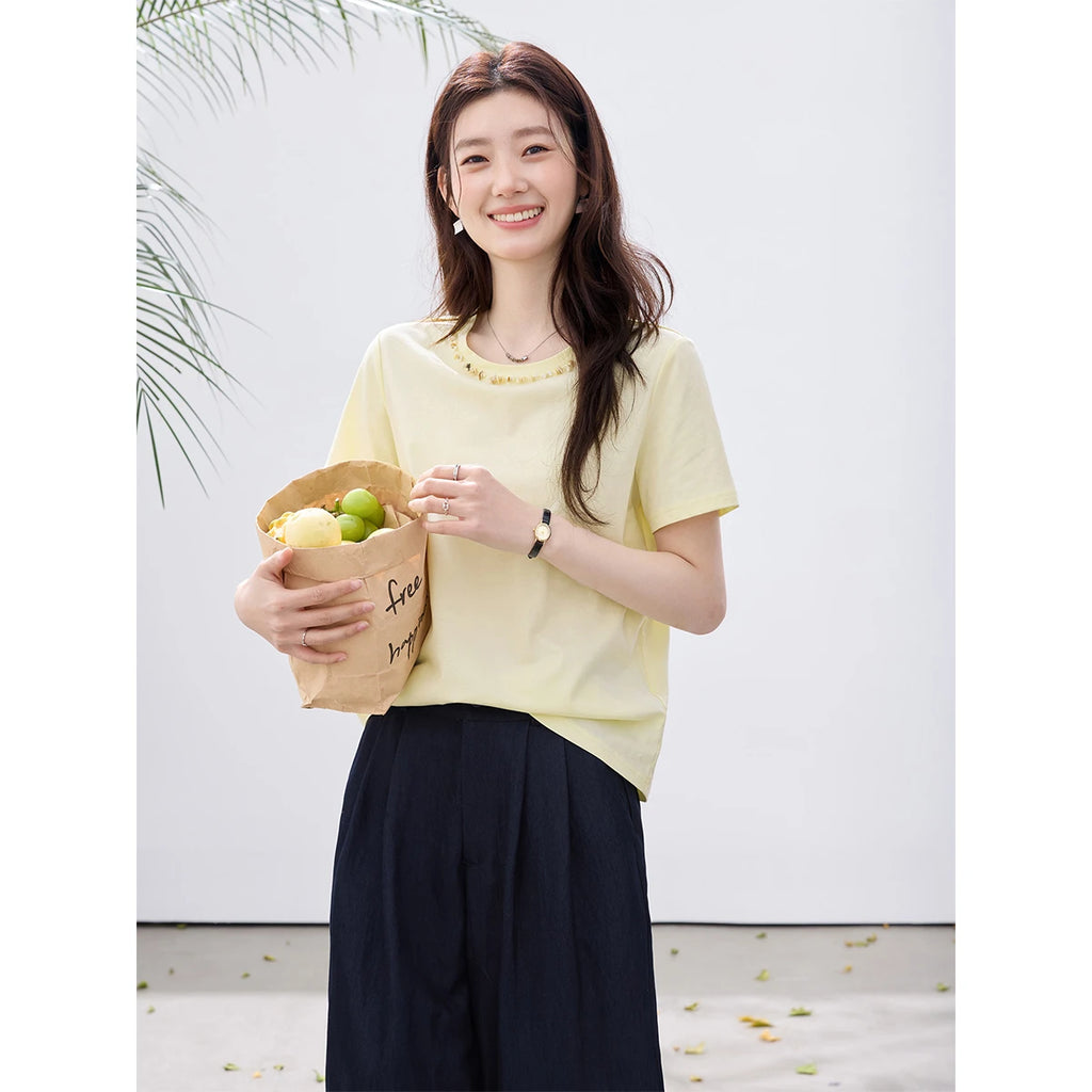 Beaded Crew-Neck Tee
