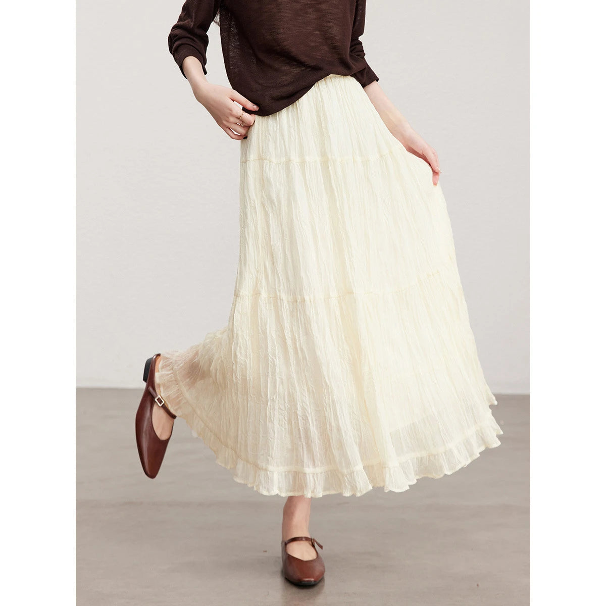 Tiered Ruffle Midi Skirt