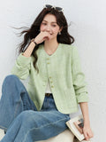 Textured Cropped Collarless Jacket