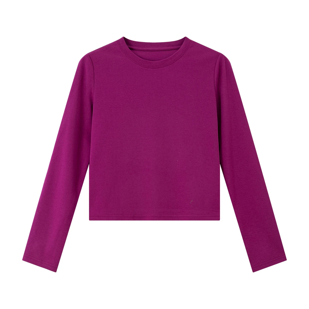 Minimal Crew-Neck Long-Sleeve Tee
