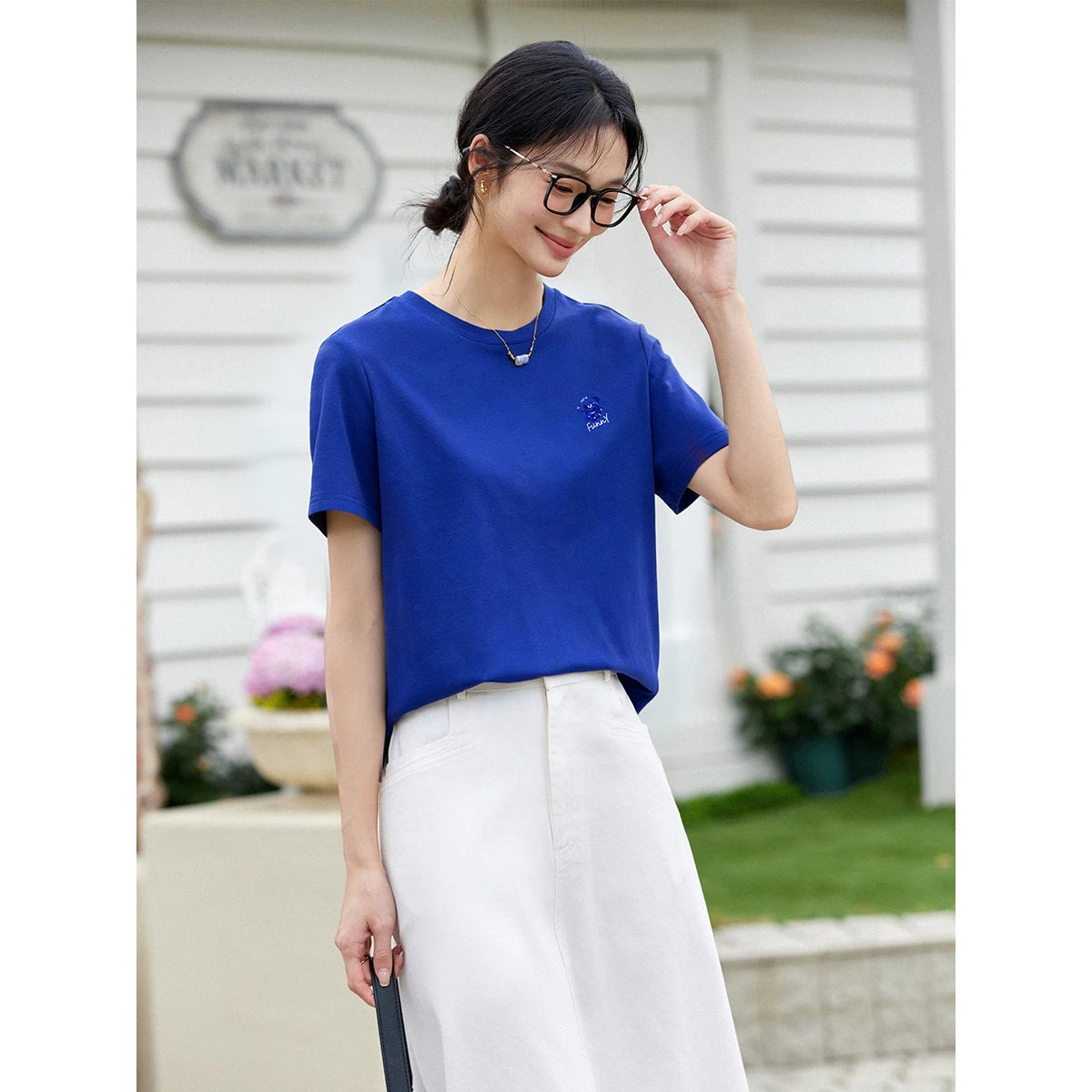 Sequin-Embroidered Crew-Neck Tee