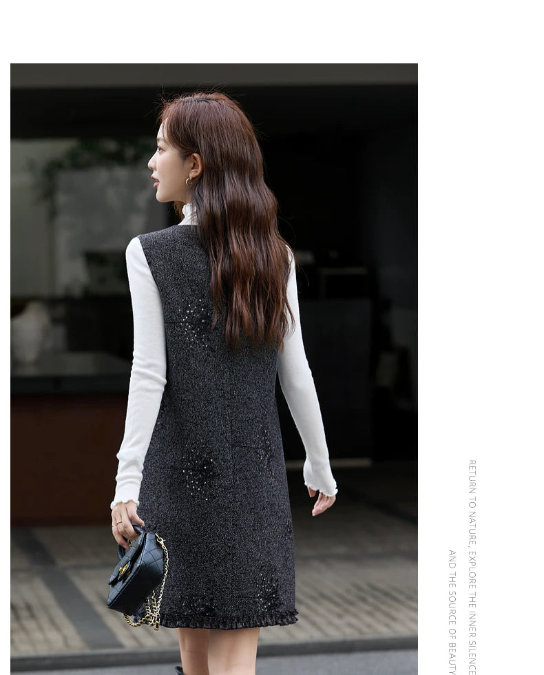 V-Neck Embellished Sleeveless Mini Dress