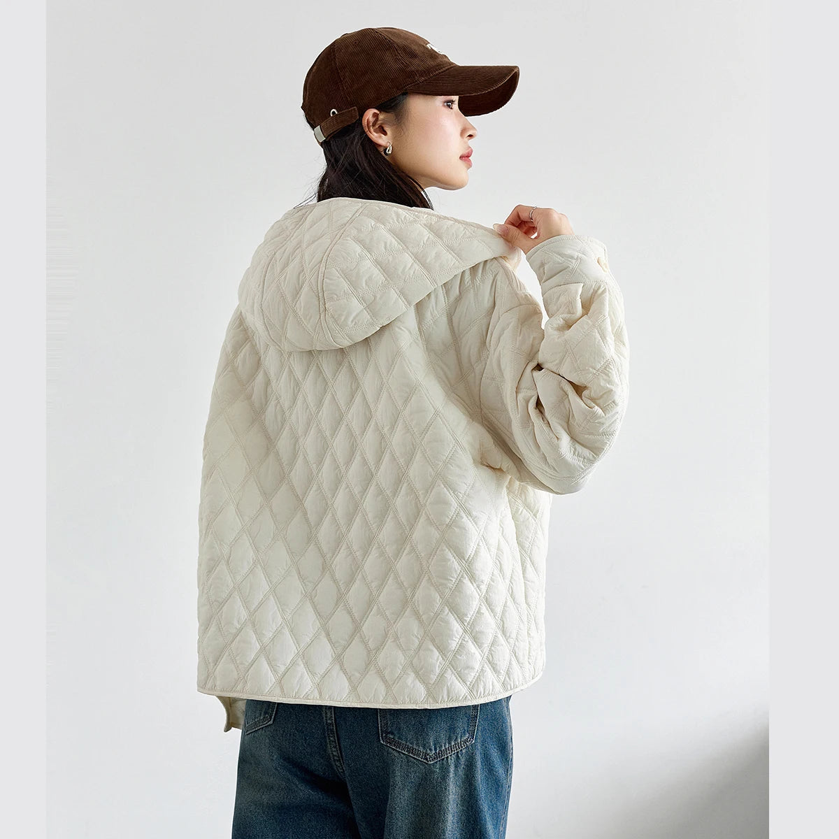 Quilted Hooded Cropped Jacket