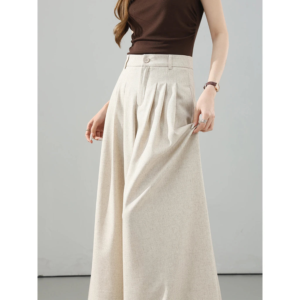 Box-Pleat Wide-Leg Trousers