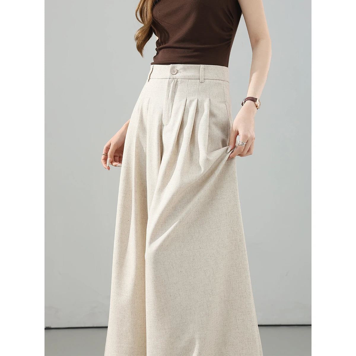 Box-Pleat Wide-Leg Trousers