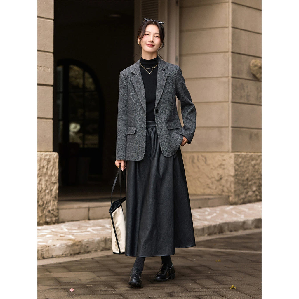 Single-Button Marled Blazer