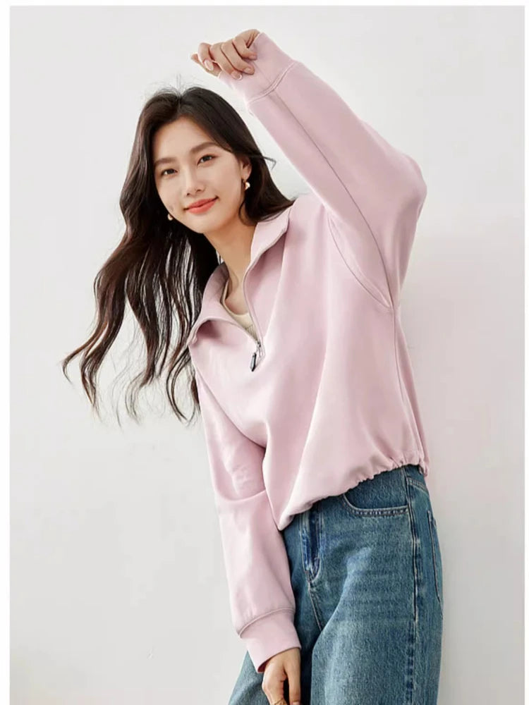 Half-Zip Collared Sweatshirt
