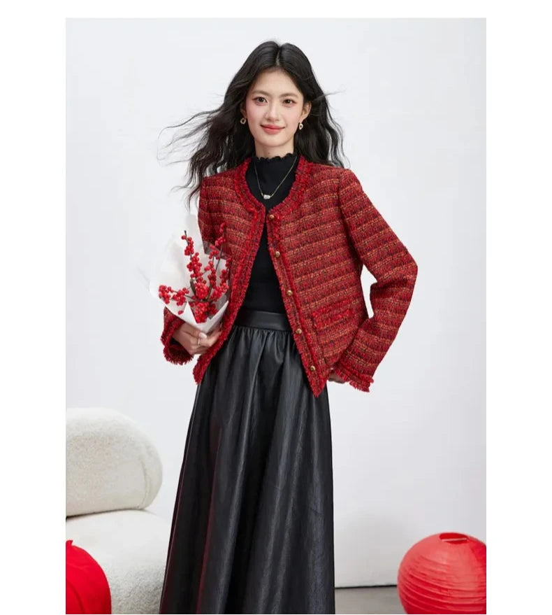 Textured Collarless Cropped Jacket