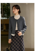 Lace-Hem Collarless Cropped Jacket