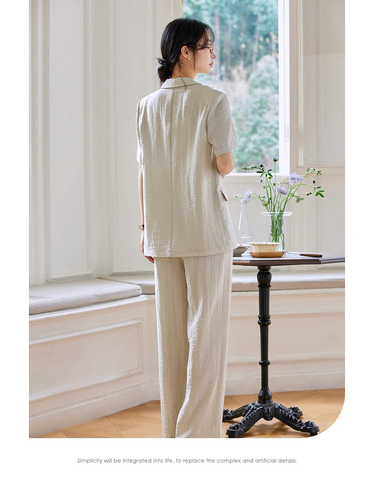 Short-Sleeve Wide-Leg Trouser Set