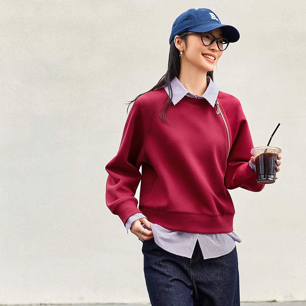 Layered Quarter-Zip Sweatshirt