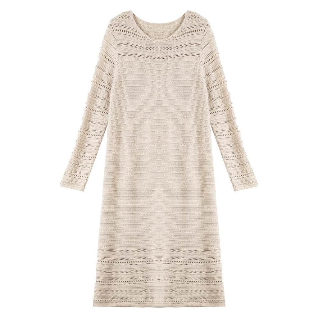 Openwork Long-Sleeve Shift Dress