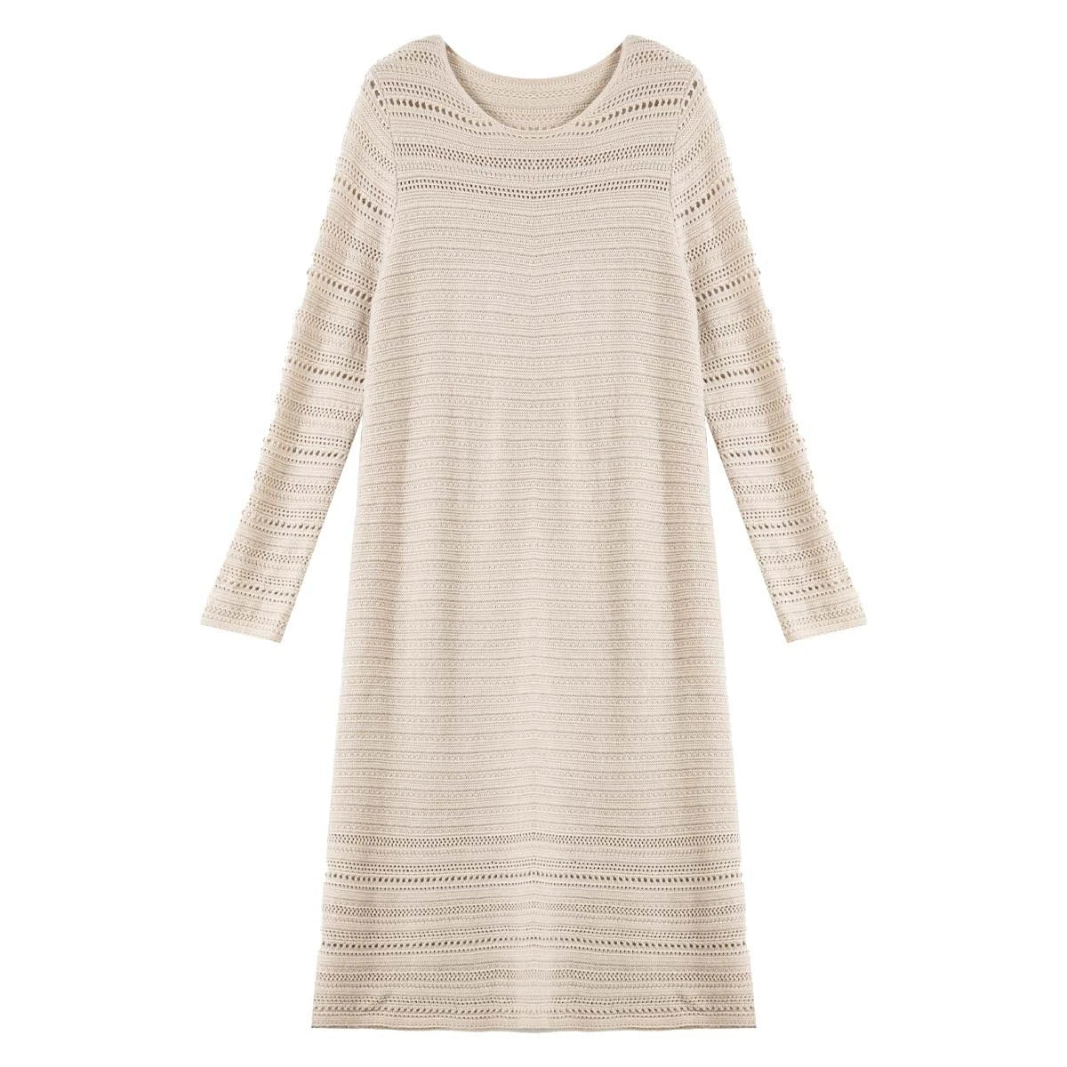 Openwork Long-Sleeve Shift Dress