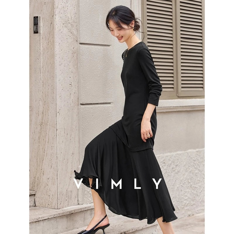 Drop-Waist Ruffle-Hem Midi Dress