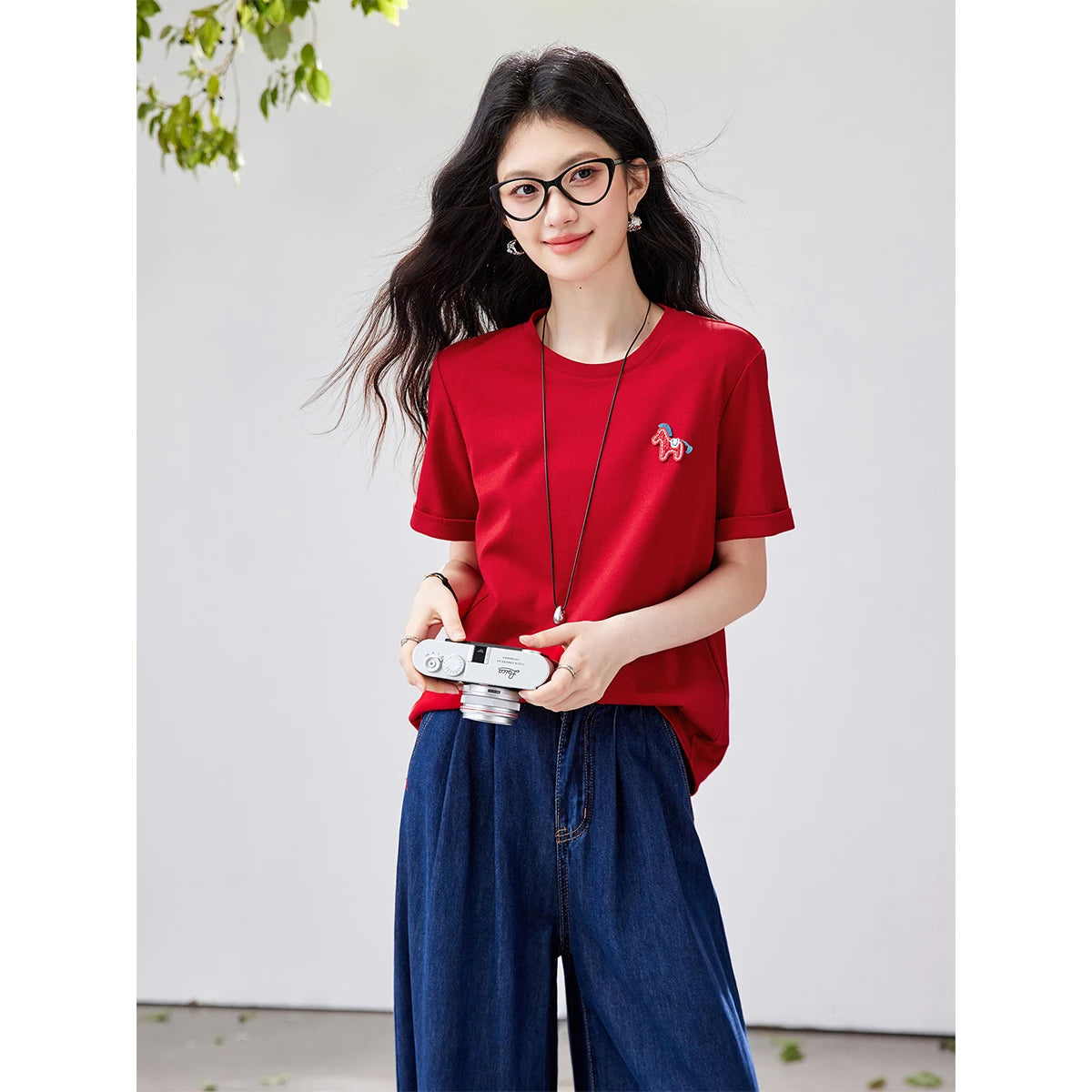 Pony-Embroidered Crew-Neck Tee