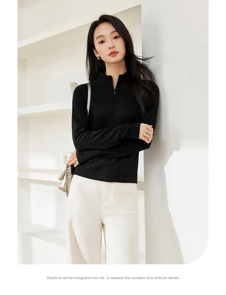 Mock-Neck Raglan-Sleeve Top