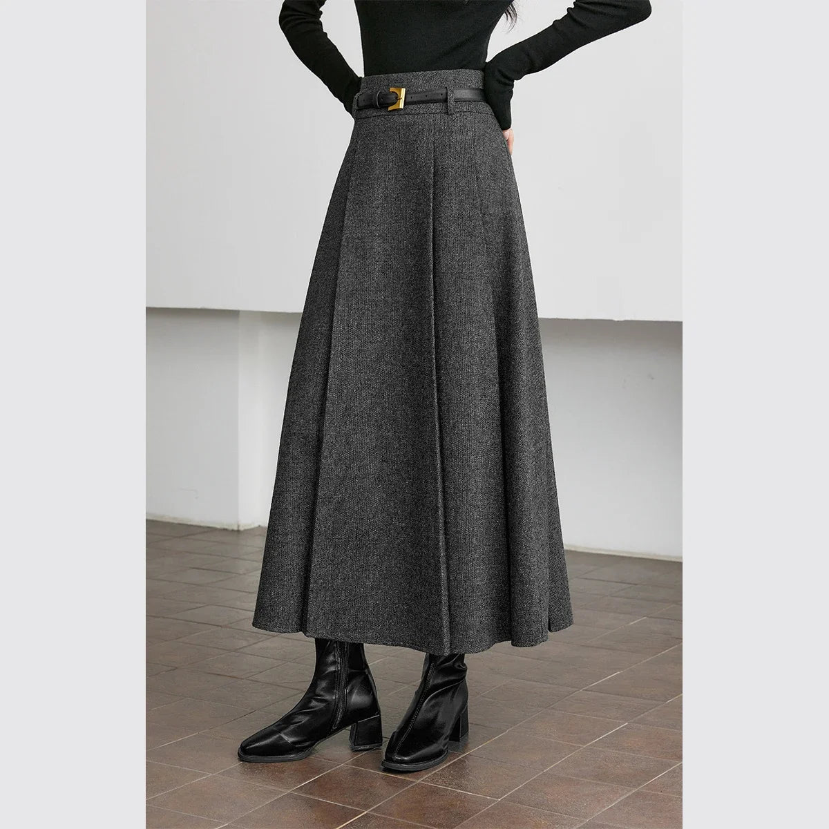 Box-Pleat Midi Skirt