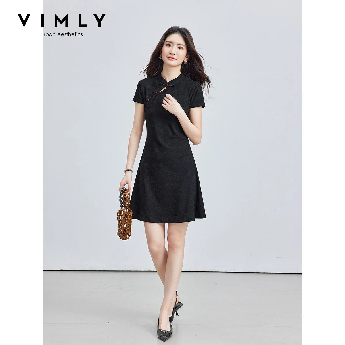 Frog-Button Mini Dress