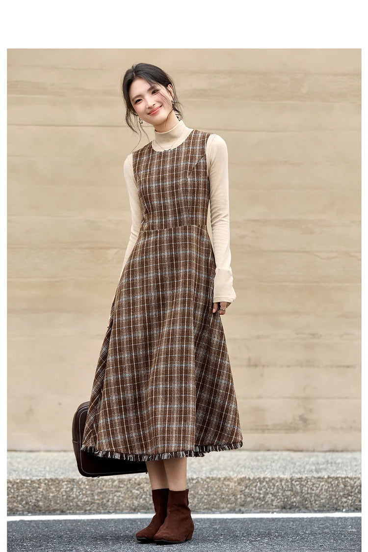 Plaid Sleeveless A-Line Dress