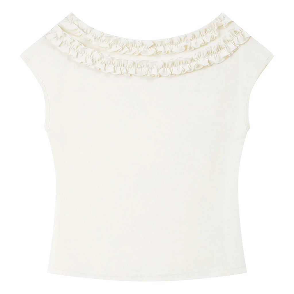 Ruffle-Trim Off-Shoulder Top