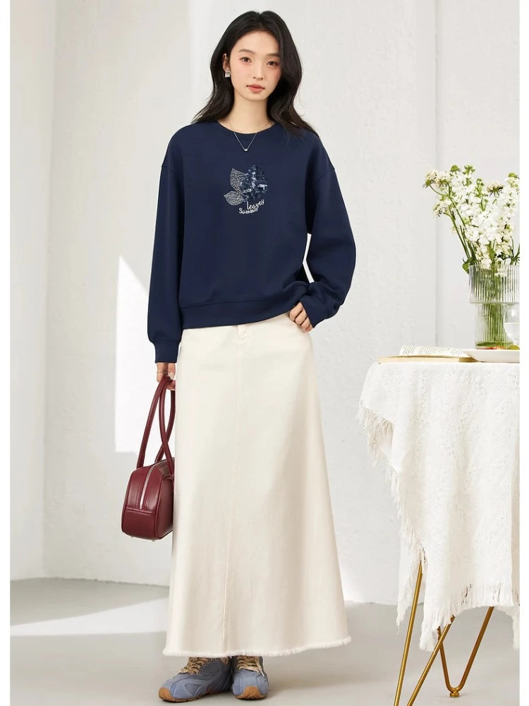 Botanical Embroidered Crew-Neck Sweatshirt