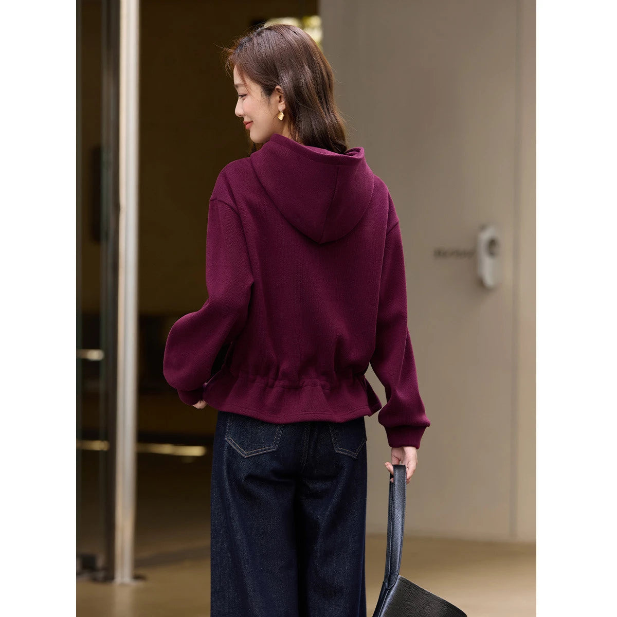 Ruffle-Hem Pullover Hoodie