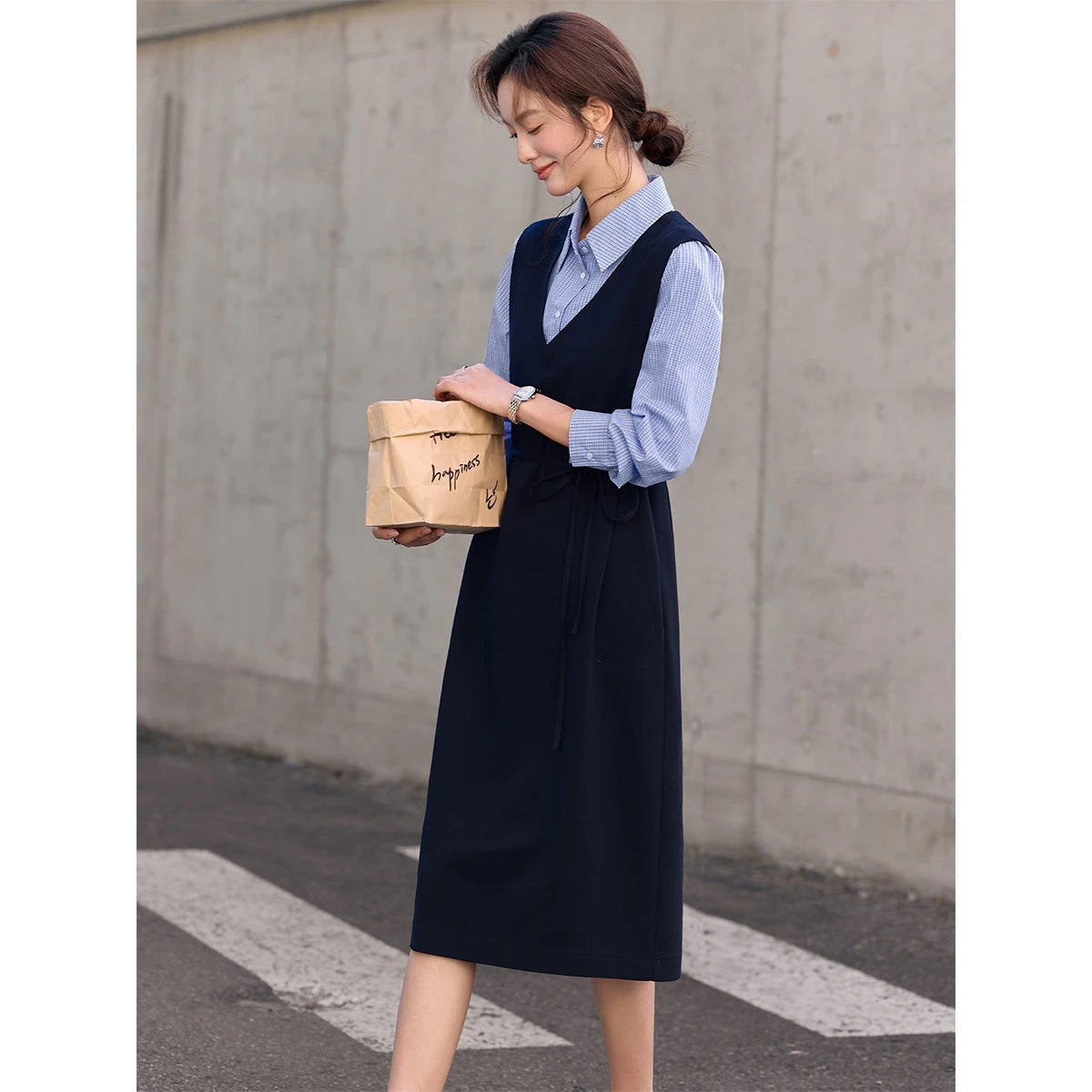 Layered Shirt Midi Dress