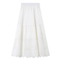 Eyelet-Hem Tiered Midi Skirt