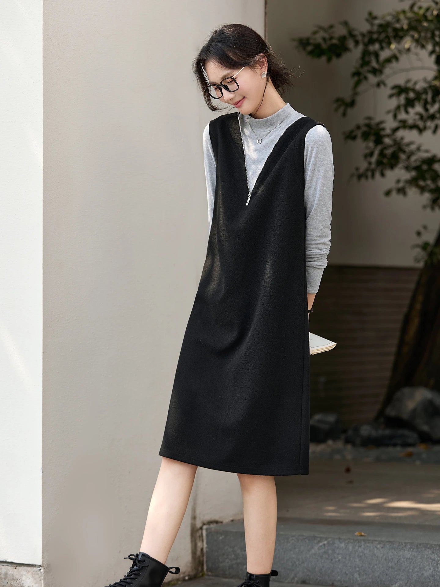 Layered V-Neck Shift Dress
