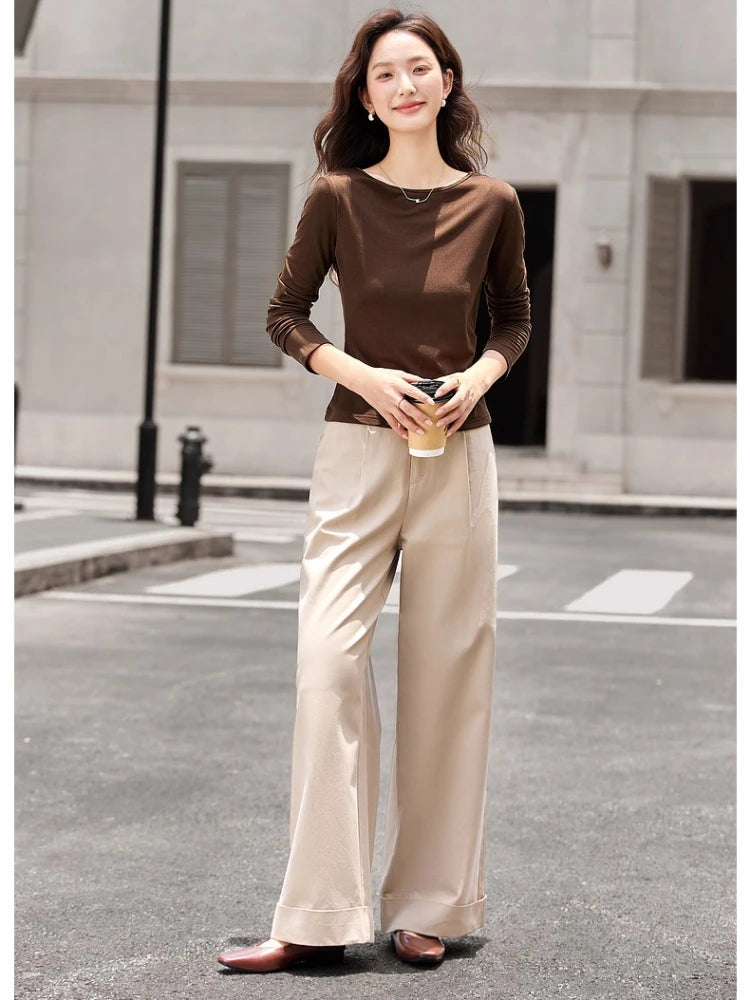 Boat-Neck Ruched Long-Sleeve Top