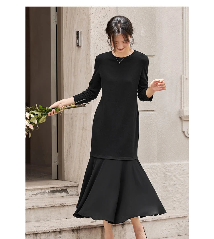 Drop-Waist Ruffle-Hem Midi Dress