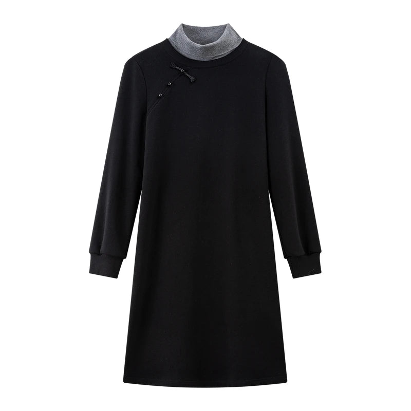 Layered Turtleneck Shift Dress