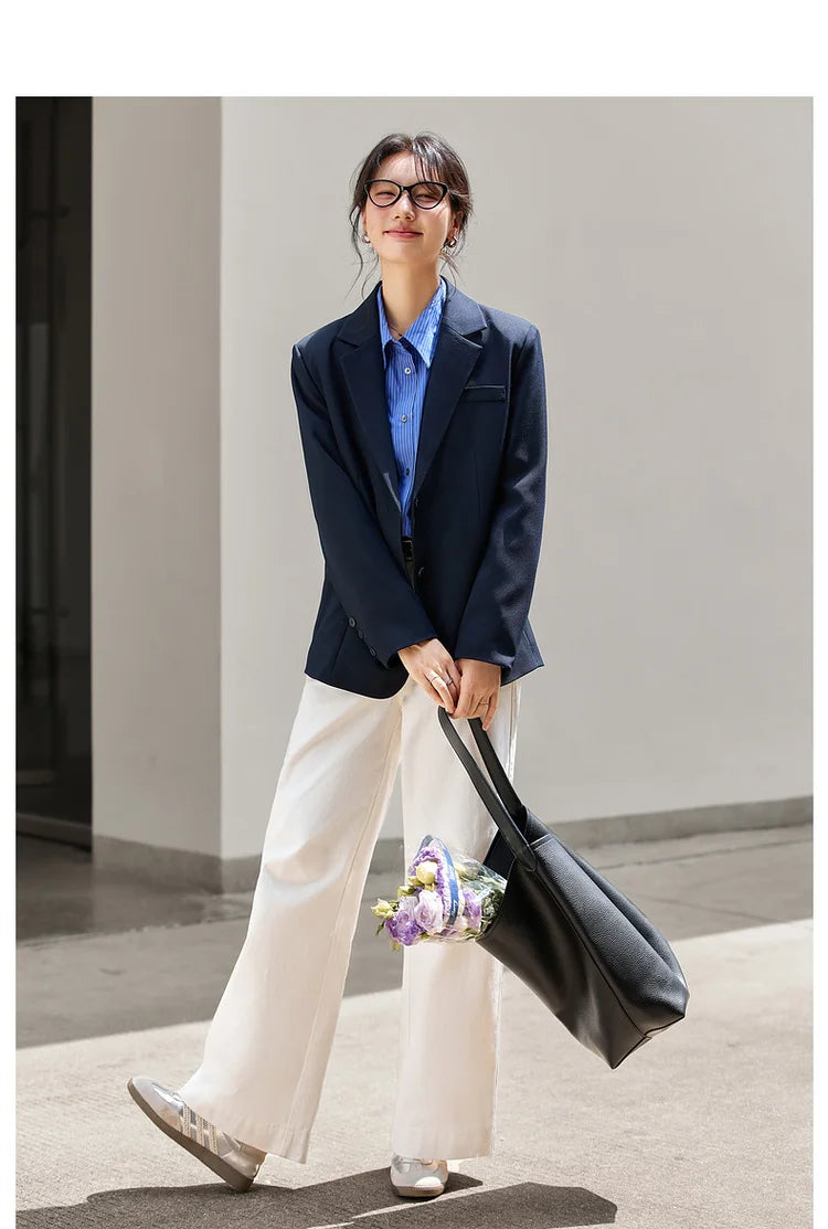 Oversized Two-Button Notched Blazer
