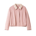 Lace-Collar Zip-Front Cropped Jacket