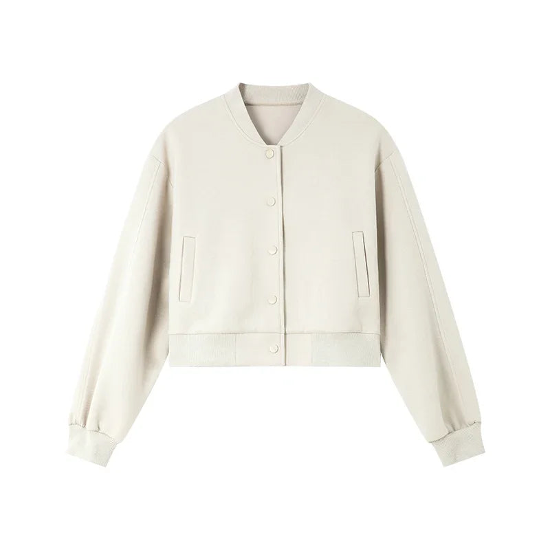 Zip-Front Cropped Bomber Jacket