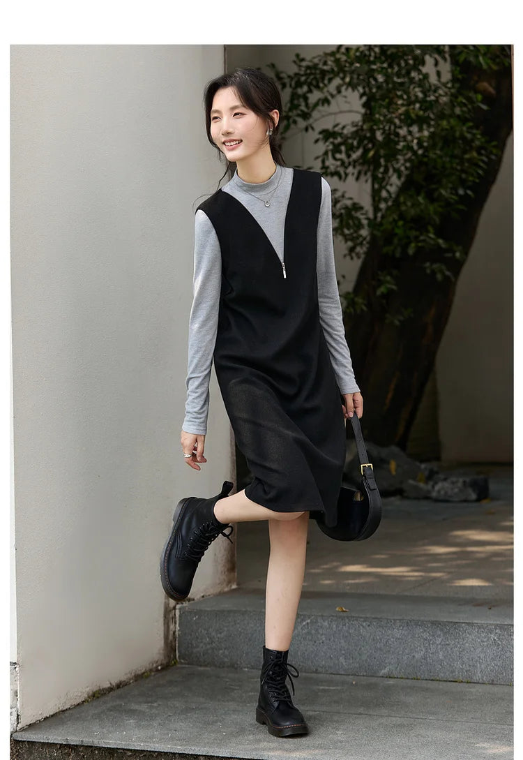 Layered V-Neck Shift Dress