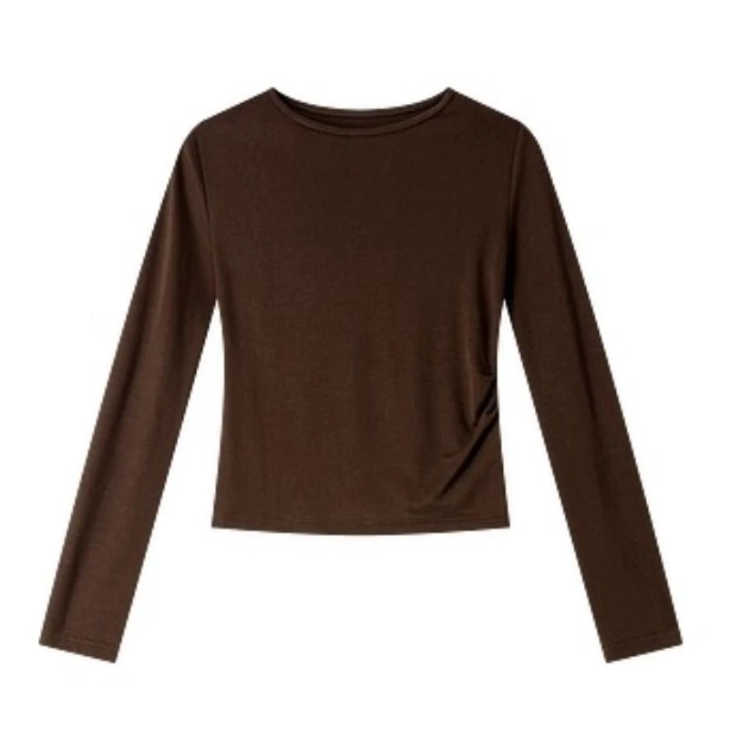 Boat-Neck Ruched Long-Sleeve Top