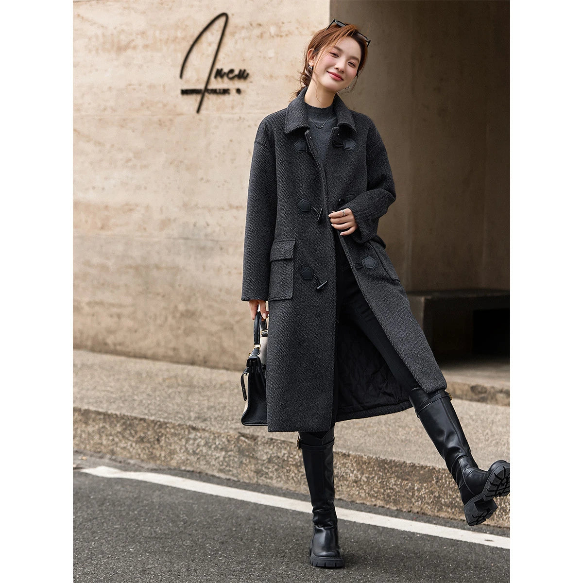 Toggle-Front Oversized Coat