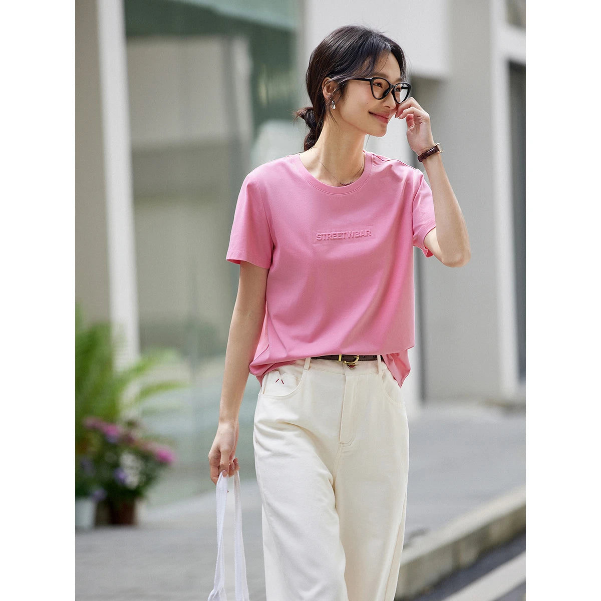 Letter-Print Crew-Neck Tee