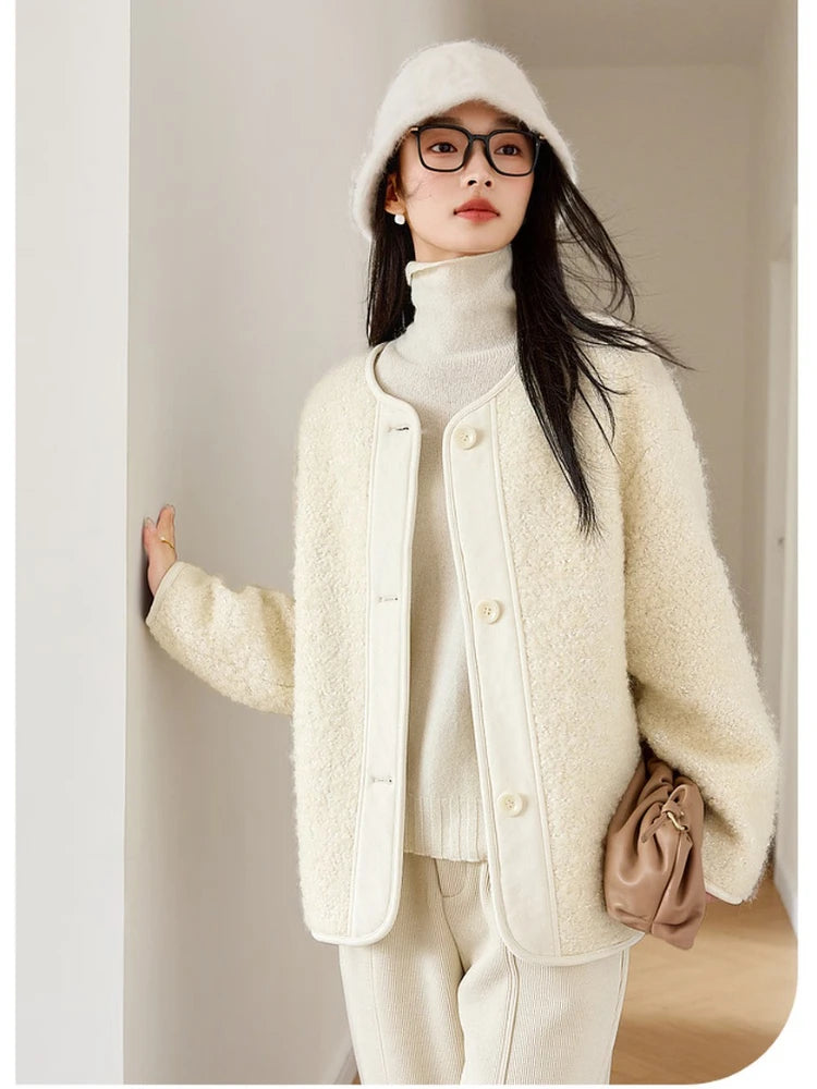 Textured Collarless Padded Jacket