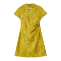 Jacquard Mandarin-Collar Mini Dress