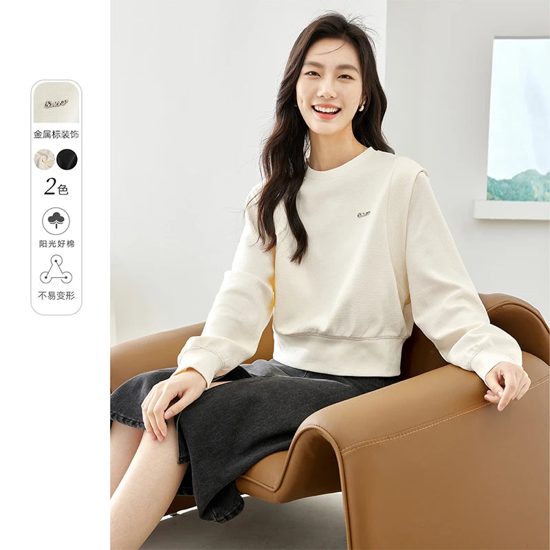 Cropped Drop-Shoulder Sweatshirt