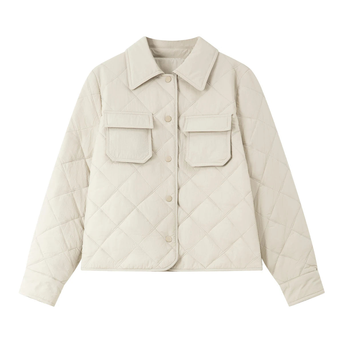 Diamond-Quilted Utility Cropped Jacket
